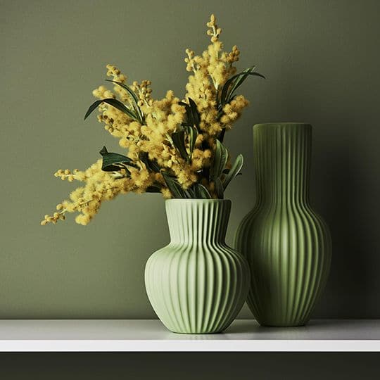 Dark Olive Green Sage Vase Palina - 27cmh x 13.5cmd Planters and Pots