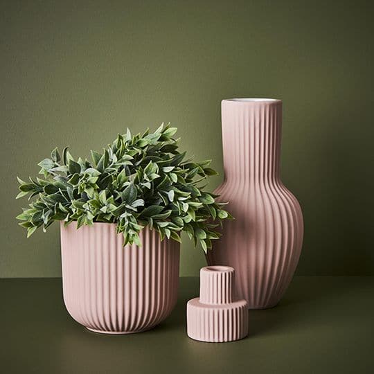 Dark Olive Green Light Pink Pot Palina - 14cmh x 14.5cmd Planters and Pots