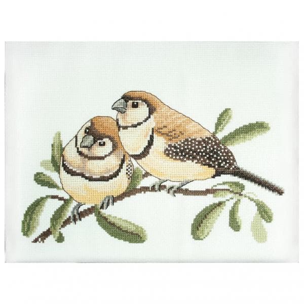 Bisque Double Barred Finches Cross Stitch Kit Needlework Kits