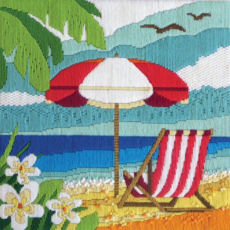 Firebrick Country Threads Long Stitch - Lazy Days Beach Chair 30 X 30cm Needlework Kits