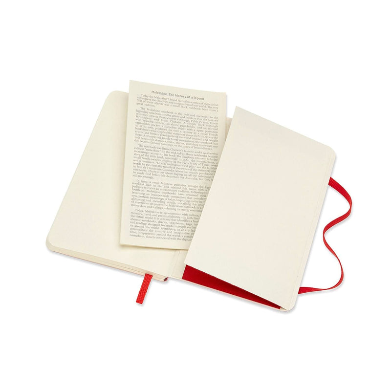 Antique White Moleskine Classic  Soft Cover  Note Book - Ruled -  Pocket - Scarlet Red Pads