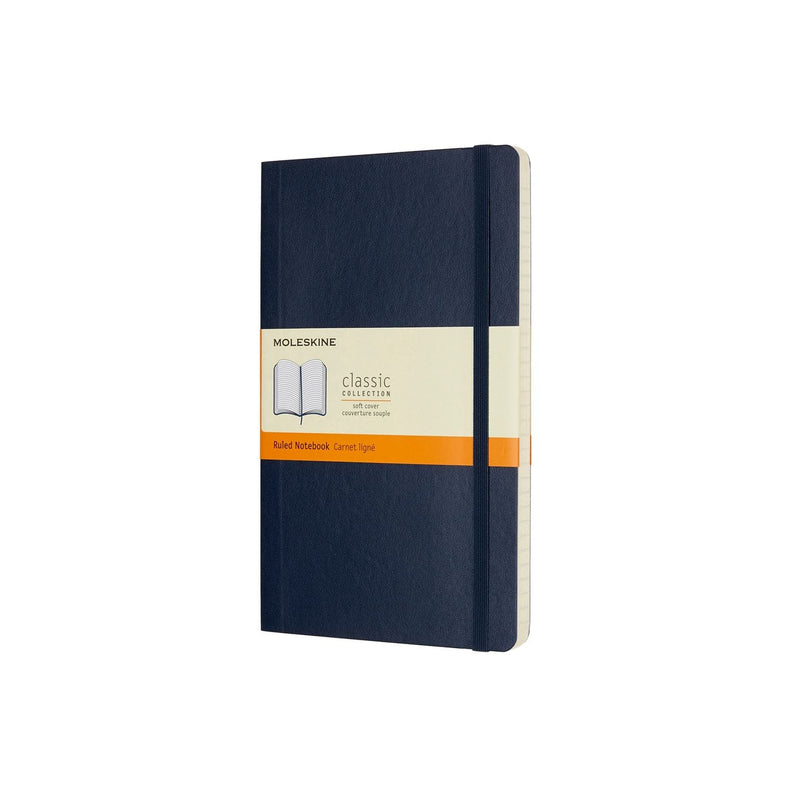 Wheat Moleskine Classic  Soft Cover  Note Book - Ruled -   Large   - Sapphire Blue Pads