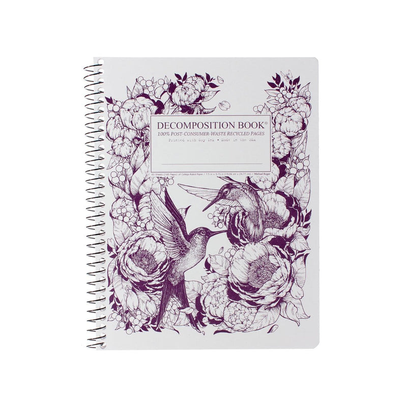 Light Gray Decomposition Book Spiral Notebook Ruled   Large   Hummingbirds Pads