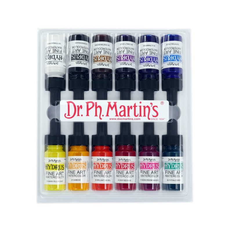 Dark Slate Gray Dr. Ph. Martin's Hydrus Fine Art Watercolour Paint   14.78ml  Set of 12 (Set 1) Watercolour Paints