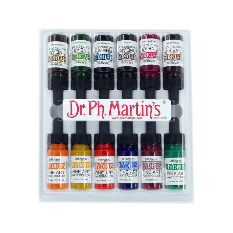 Dark Slate Gray Dr. Ph. Martin's Hydrus Fine Art Watercolour Paint   14.78ml  Set of 12 (Set 2) Watercolour Paints