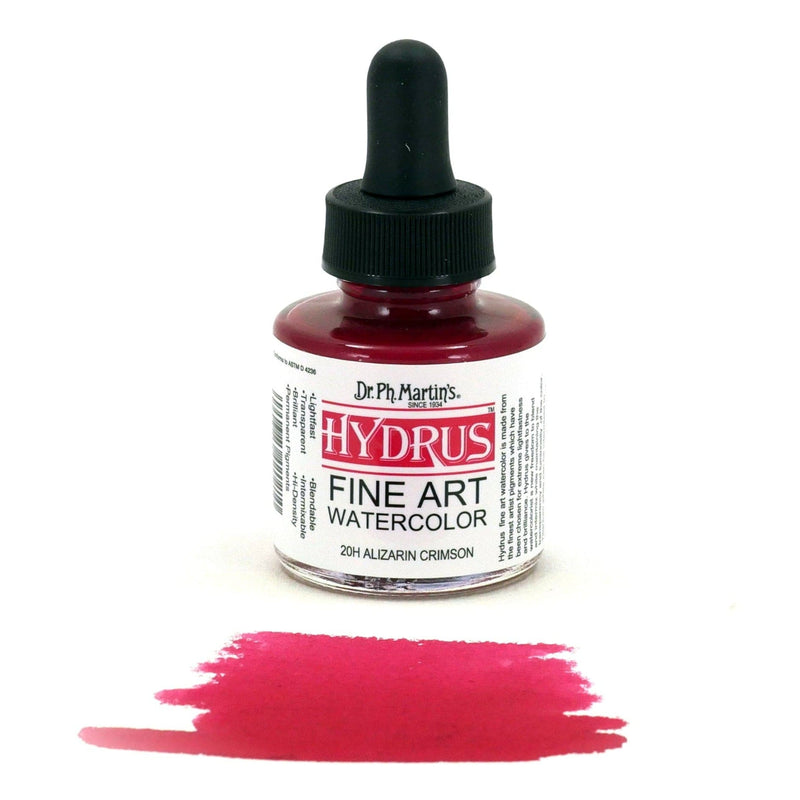 Black Dr. Ph. Martin's Hydrus Fine Art Watercolour Paint   29.5ml  Alizarin Crimson Watercolour Paints