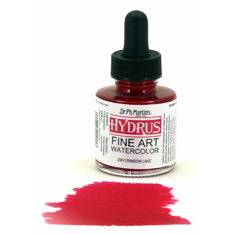 Black Dr. Ph. Martin's Hydrus Fine Art Watercolour Paint   29.5ml  Crimson Lake Watercolour Paints
