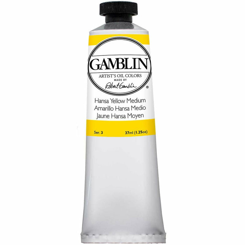 Light Gray Gamblin Artist Grade Oil Paint Hansa Yellow Medium Series 3 37mL Oil Paints