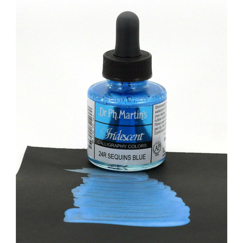 Dark Slate Gray Dr. Ph. Martin's Iridescent Calligraphy Ink Colour  29.5ml  Sequins Blue Inks