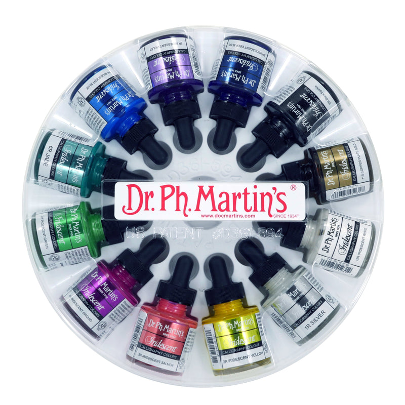 Light Gray Dr. Ph. Martin's Iridescent Calligraphy Ink Colour  29.5ml  Set of 12 (Set 1) Inks