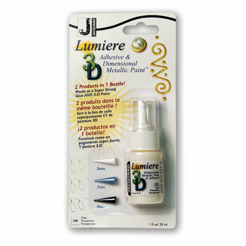 Light Gray Jacquard 3D Lumiere Clear Blister & 3 Tips Dimensional Craft Paint