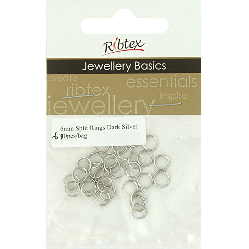 Beige Ribtex Split Rings 6mm Dark Silver 60 Pieces Jewelry Findings
