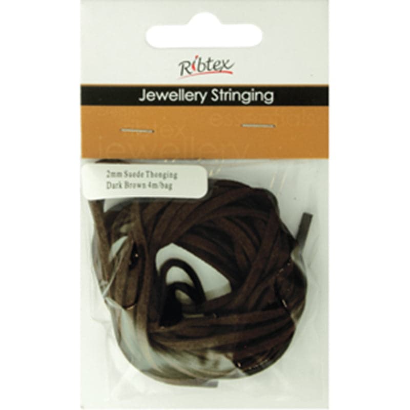 Black Ribtex Suede Thonging 2mm Dark Brown 4M Jewelry Cord and String