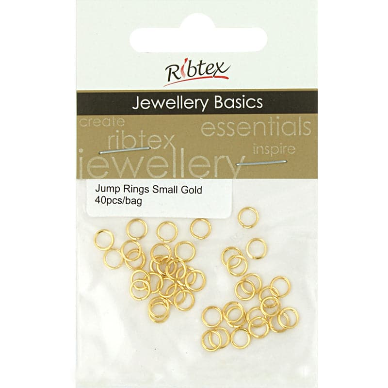 Beige Ribtex Jump Rings 4mm Gold 40 Pieces Jewelry Findings
