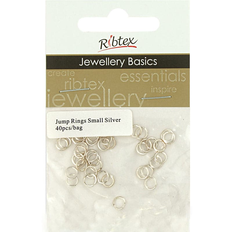 Beige Ribtex Jump Rings 4mm Silver 40 Pieces Jewelry Findings