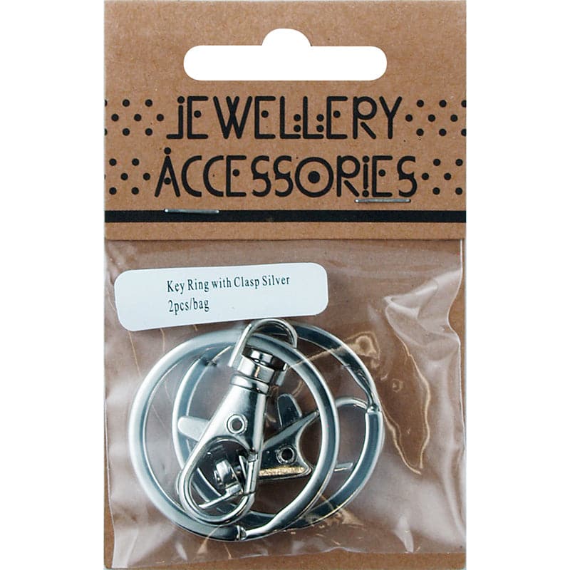 Dim Gray Ribtex  Key Ring Chain With Clasp Silver 2 Piece Jewelry Findings