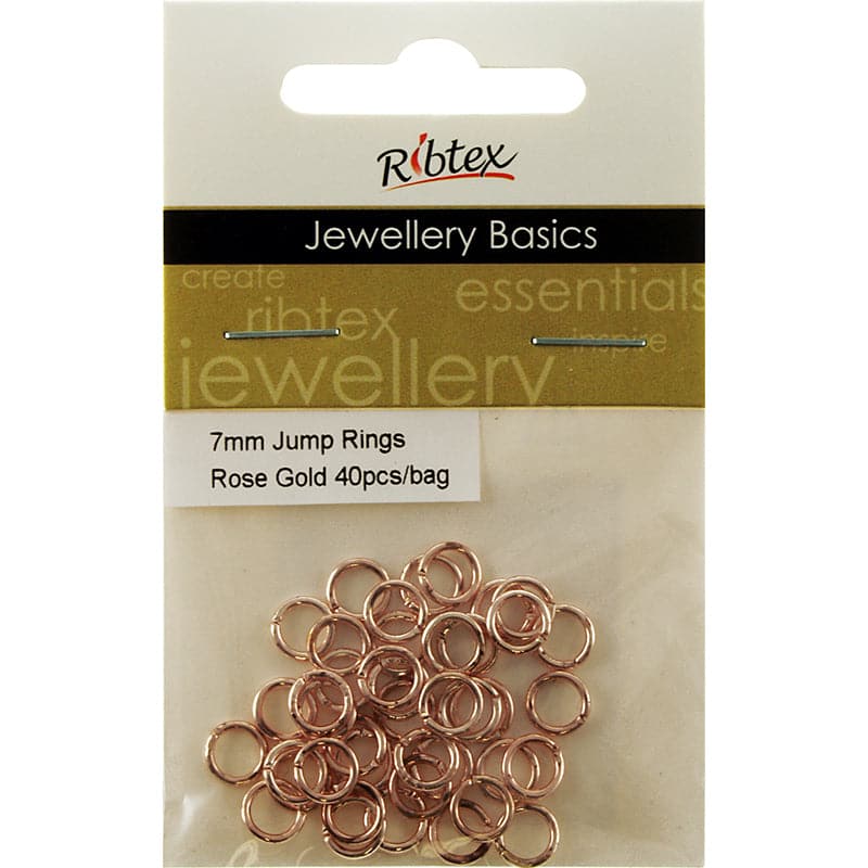 Tan Ribtex Jump Rings 7mm Rose Gold 40 Pieces Jewelry Findings