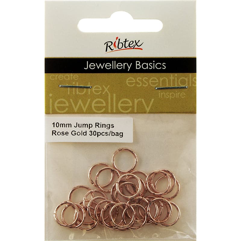 Tan Ribtex Jump Rings 10mm Rose Gold 30 Pieces Jewelry Findings