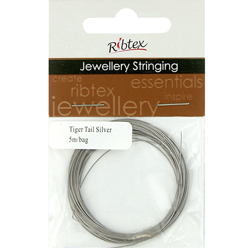 Beige Ribtex Tiger Tail-Silver 5m Jewelry & Beading Wire