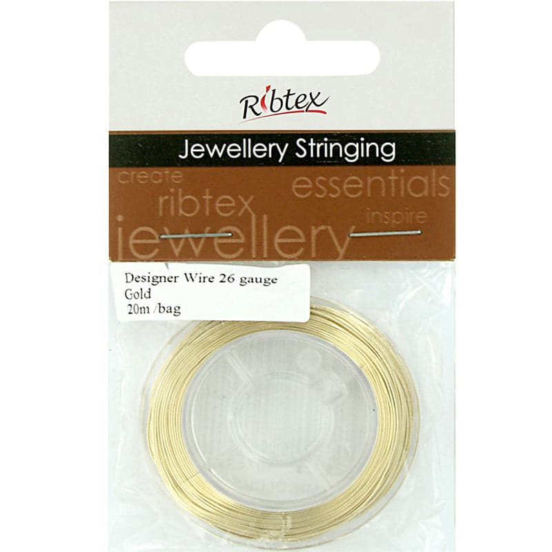 Light Gray Ribtex Designer Wire 26 Gauge Gold 20M Jewelry & Beading Wire