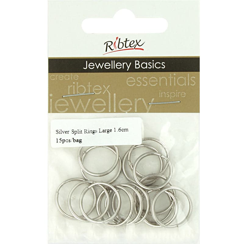Beige Ribtex Split Rings 16mm Dark Silver 15 Pieces Jewelry Findings