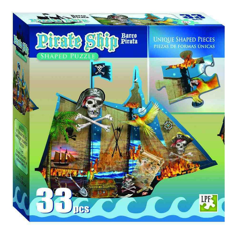 Tan Pirate Ship - Shaped Puzzle - 33 piece Kids Educational Games and Toys