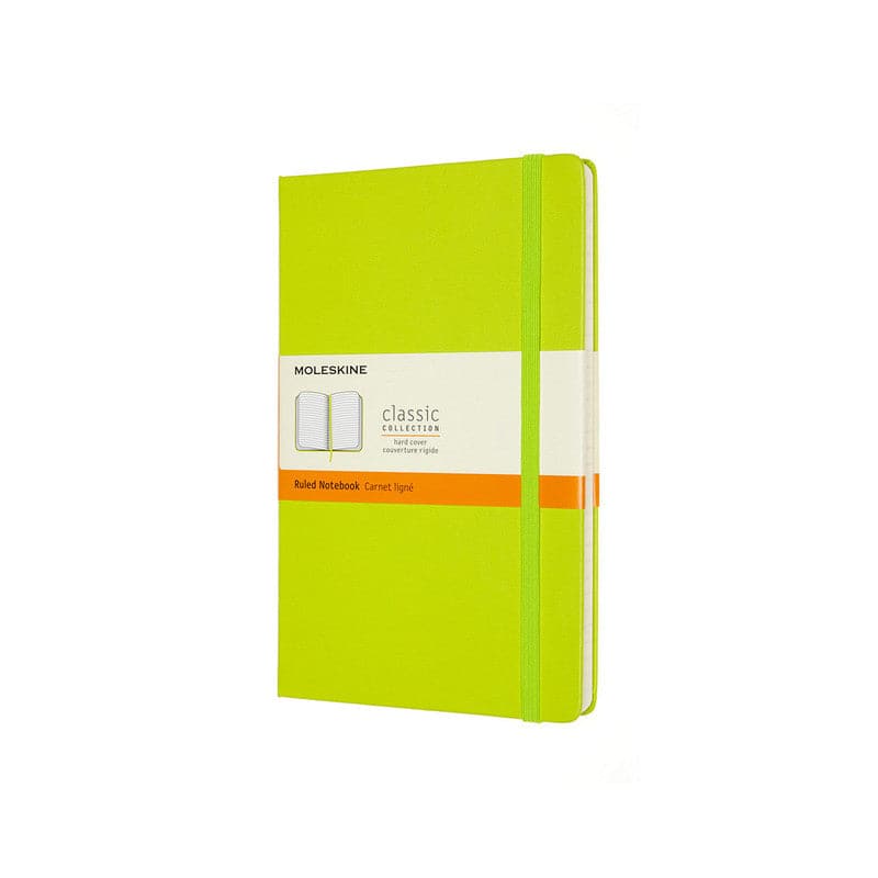 Goldenrod Moleskine Classic Notebook   Large   Ruled  Hard Cover  Lemon Green Pads