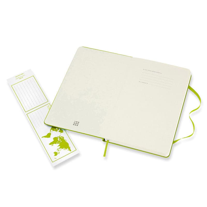 Beige Moleskine Classic Notebook   Large   Ruled  Hard Cover  Lemon Green Pads