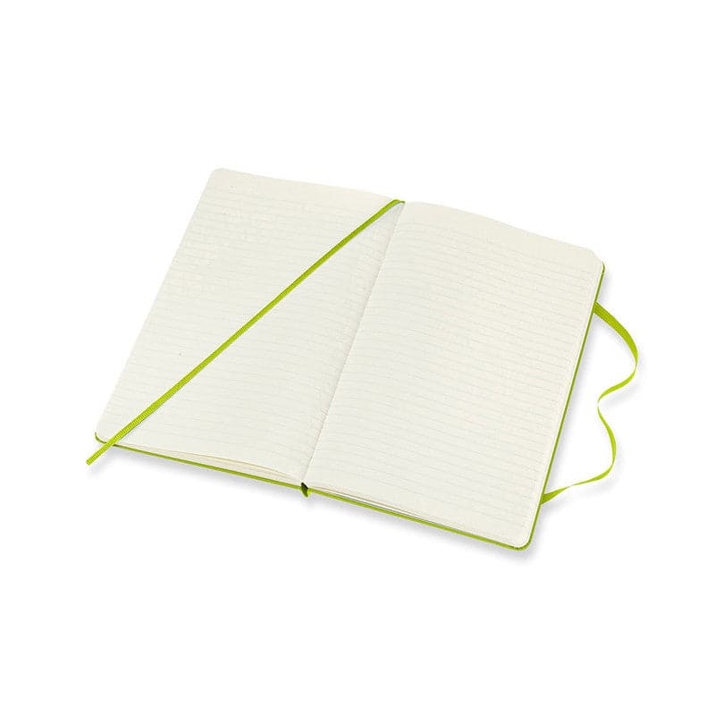 Beige Moleskine Classic Notebook   Large   Ruled  Hard Cover  Lemon Green Pads