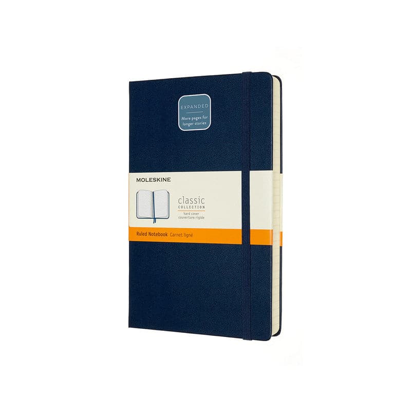 Midnight Blue Moleskine Classic Notebook Exp   Large   Ruled  Hard Cover  Sapphire Blue Pads