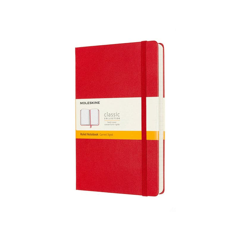 Wheat Moleskine Classic Notebook Exp   Large   Ruled  Hard Cover  Scarlet Red Pads