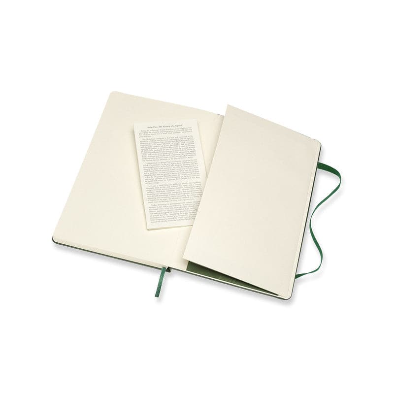 Antique White Moleskine Classic Notebook Ruled  Large  Hard Cover  Green Pads