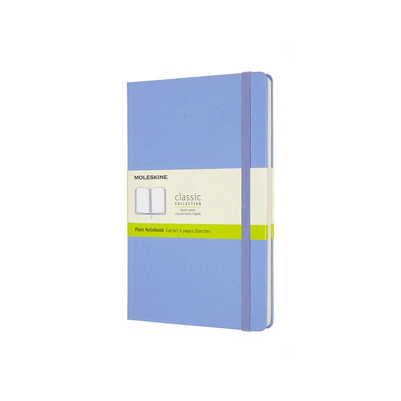 Sky Blue Moleskine Classic Notebook   Large    Plain   Hard Cover  Hydrangea Blue Pads
