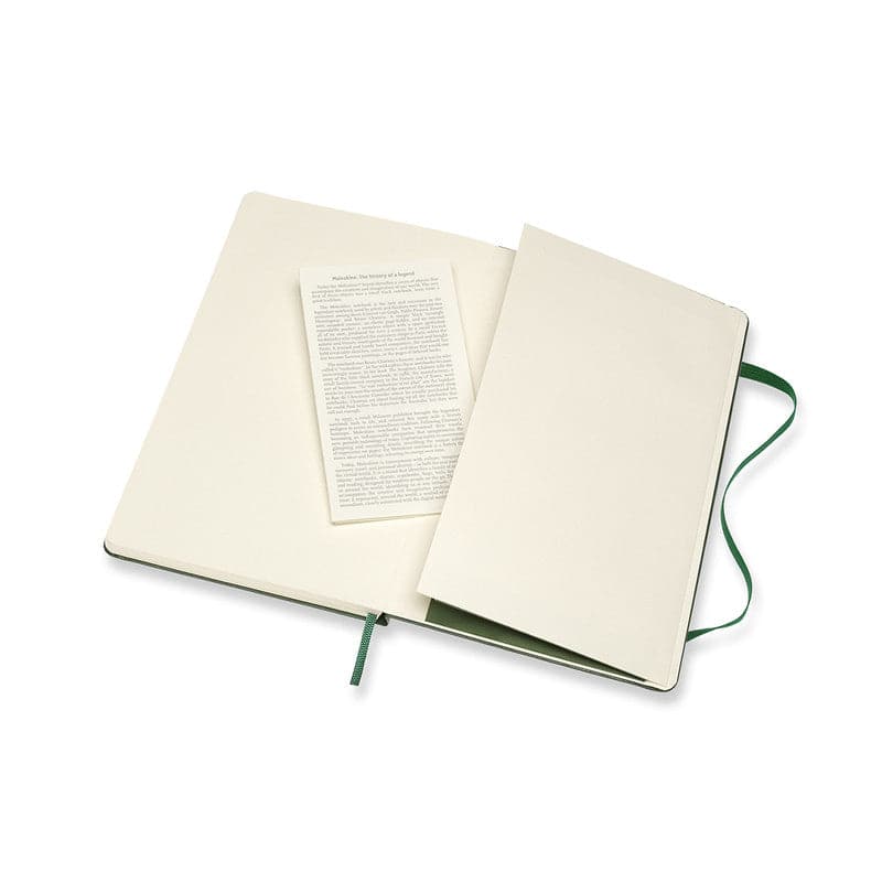 Antique White Moleskine Classic Notebook PLAIN  Large  Hard Cover  Green Pads