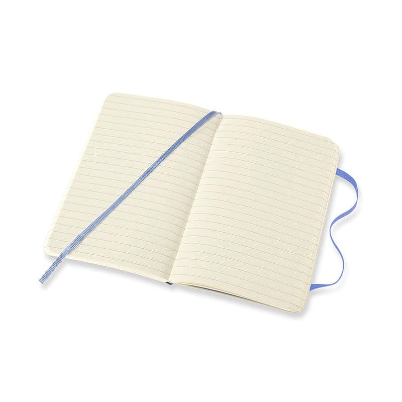 Antique White Moleskine Classic Notebook  Pocket Ruled  Soft Cover  Hydrangea Blue Pads