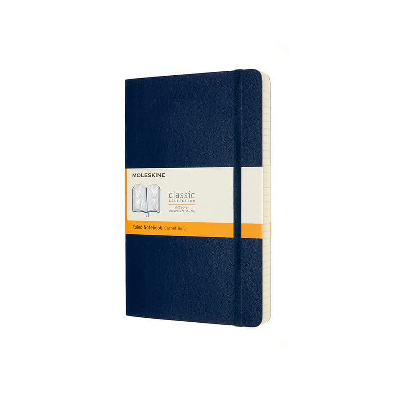 Midnight Blue Moleskine Classic Notebook Exp   Large   Ruled  Soft Cover  Sapphire Blue Pads