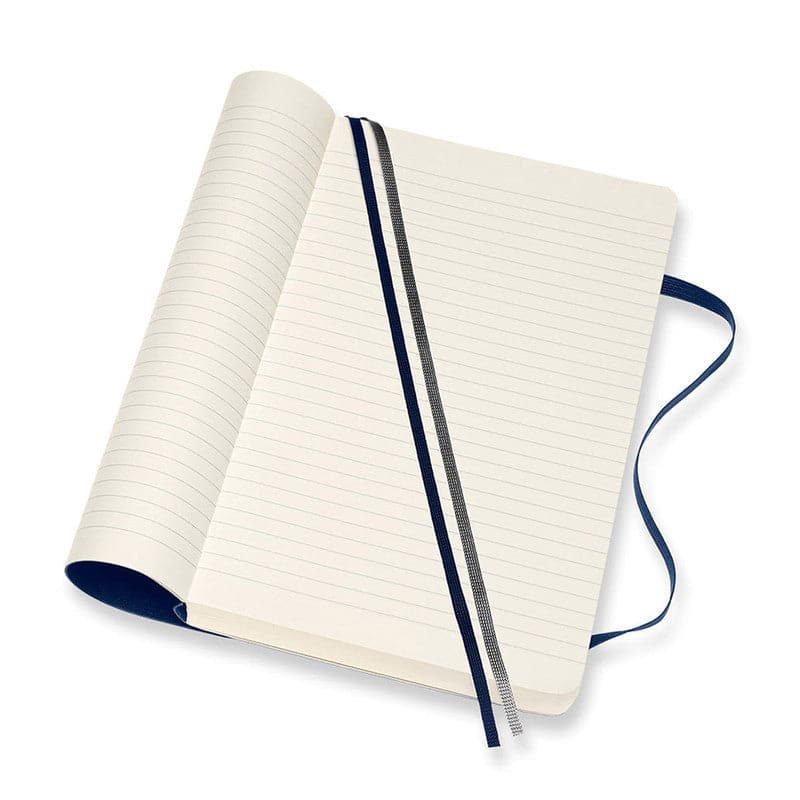 Beige Moleskine Classic Notebook Exp   Large   Ruled  Soft Cover  Sapphire Blue Pads