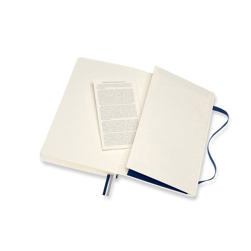Antique White Moleskine Classic Notebook Exp   Large   Ruled  Soft Cover  Sapphire Blue Pads