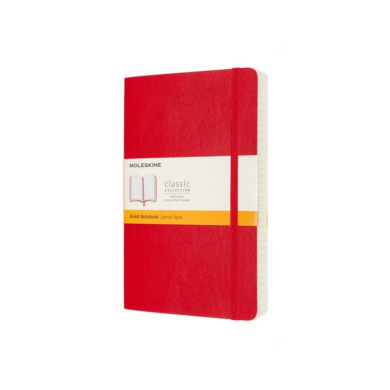 Firebrick Moleskine Classic Notebook Exp   Large   Ruled  Soft Cover  Scarlet Red Pads