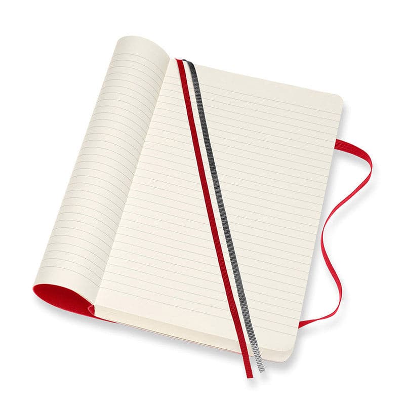 Beige Moleskine Classic Notebook Exp   Large   Ruled  Soft Cover  Scarlet Red Pads