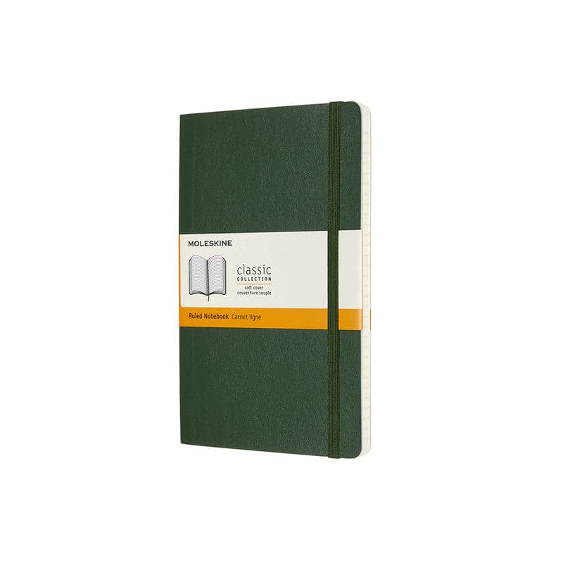 Dark Slate Gray Moleskine Classic Notebook Ruled  Large  Soft Cover  Green Pads