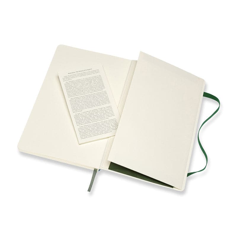Antique White Moleskine Classic Notebook Ruled  Large  Soft Cover  Green Pads