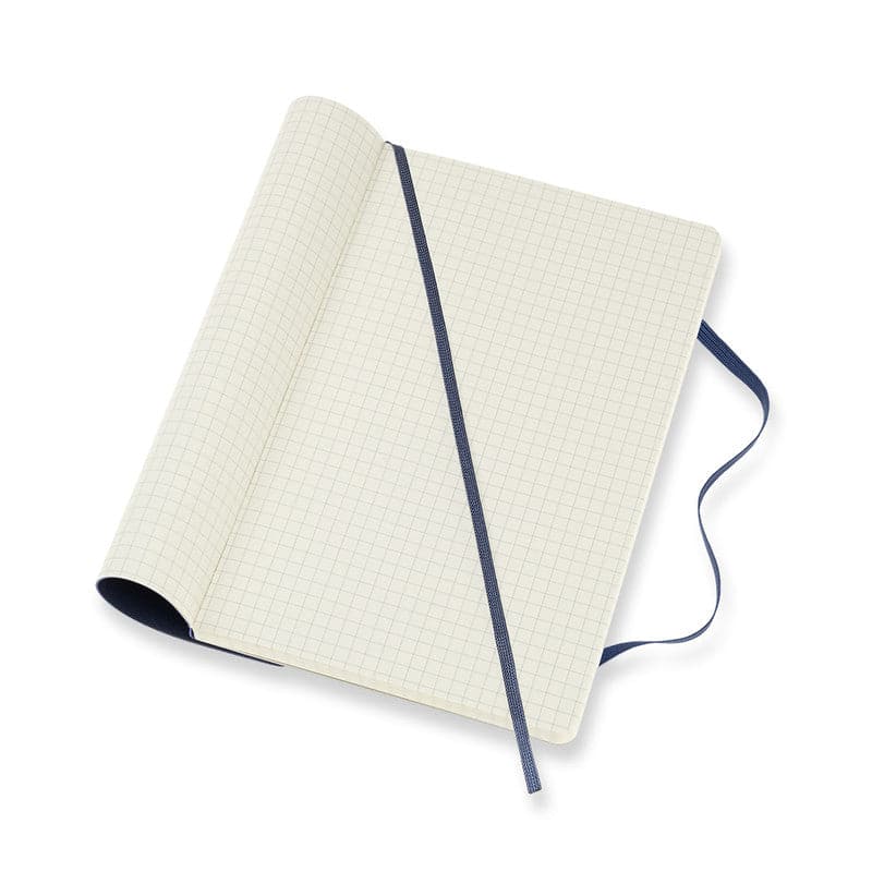 Antique White Moleskine Notebook  Large  Squared Sapphire Blue Soft Pads