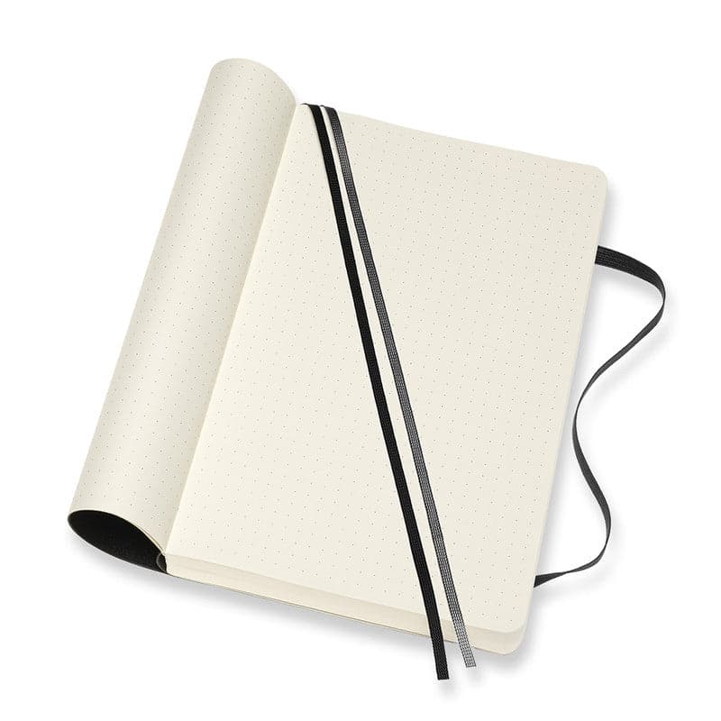 Antique White Moleskine Classic Notebook Exp   Large   Dotted Grid  Soft Cover  Black Pads