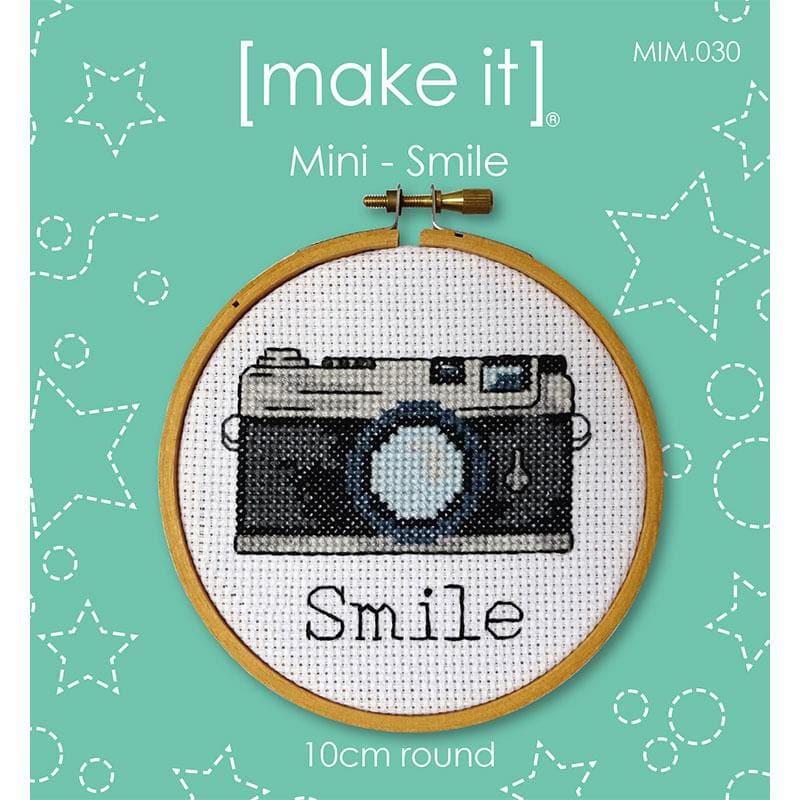 Gray Make It Smile Cross Stitch Kit 10cm Round Needlework Kits