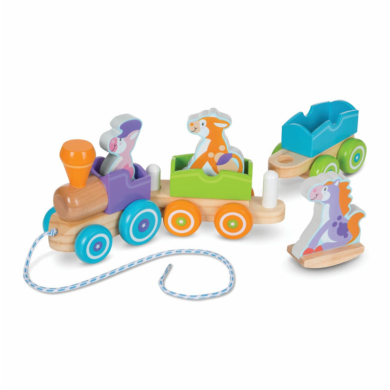 Gray Melissa & Doug - First Play - Rocking Farm Animals Pull Train Kids Educational Games and Toys