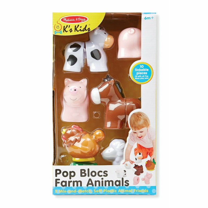 Light Gray Melissa & Doug - Pop Blocs Farm Animals Kids Educational Games and Toys