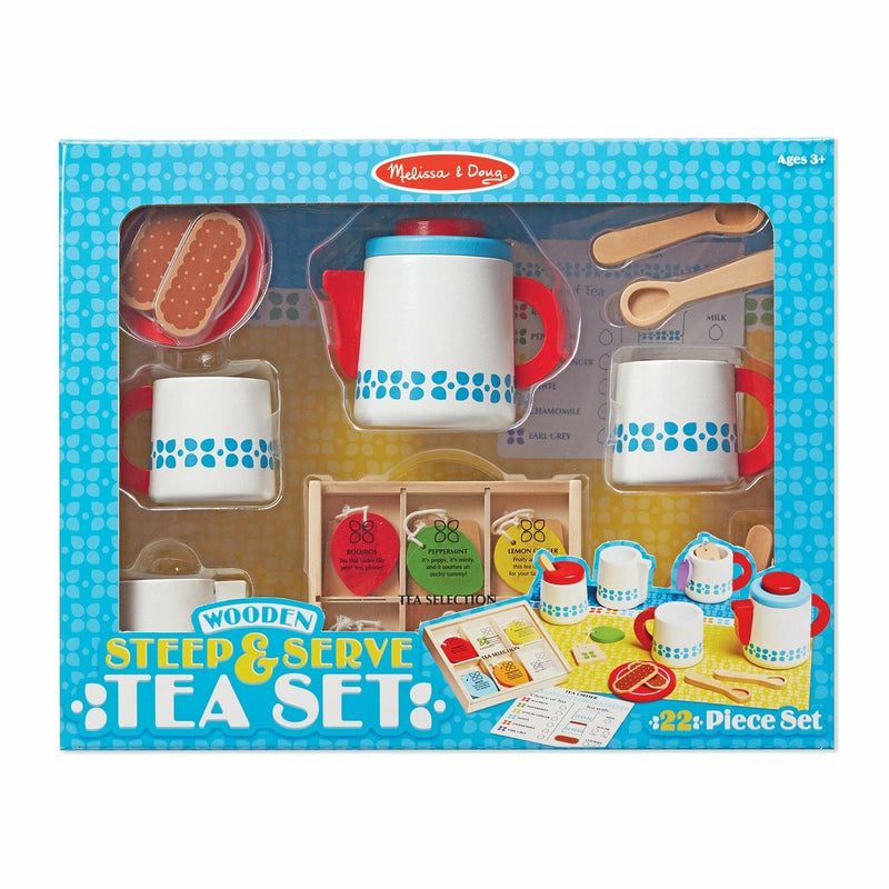 Gray Melissa & Doug - Wooden Steep and Serve Tea Set Kids Educational Games and Toys
