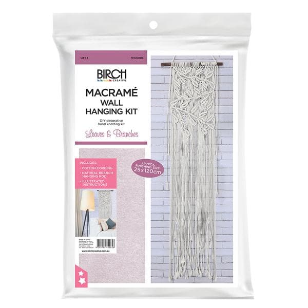 Light Gray Macrame Wall Hanging Kit - Leaves & Branches Macrame Kits