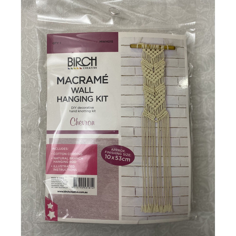 Gray Macrame Wall Hanging Kit - Chevron Macrame Kits